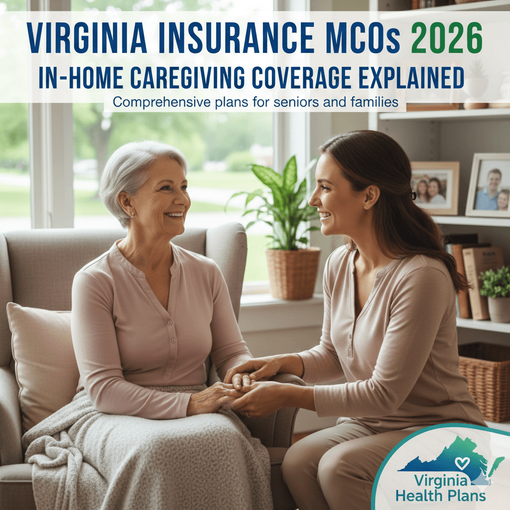 Virginia MCOs 2026: Caregiver and senior holding hands.